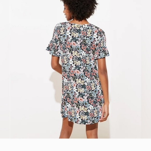 LOFT Floral Dress - Black, White, Pink, Blue - Picture 5 of 10